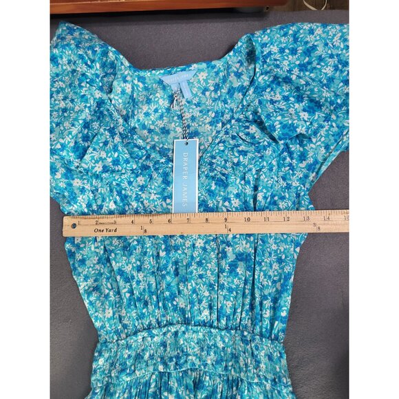 Draper James Womens Small Flutter Sleeve Maxi Dress Blue Aster Floral NWT - Picture 8 of 12